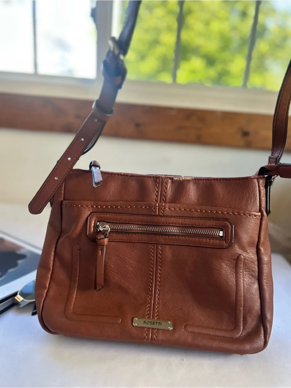 Rosetti Brown Leather Crossbody Bag